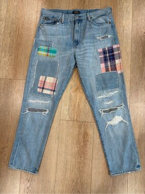 Polo Ralph Lauren Avery Boyfriend Patchwork Distressed Jeans Size 29